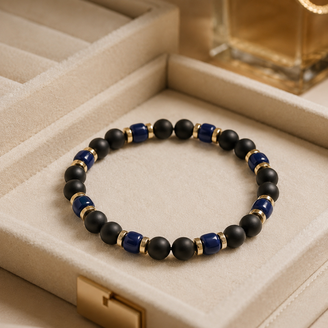 Men’s Bracelet | Black Onyx & Blue Lapis Beaded Bracelet