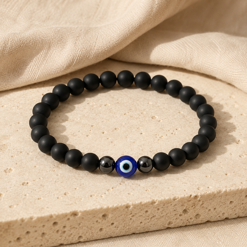 Men’s Bracelet |  Black Evil Eye Beaded Bracelet