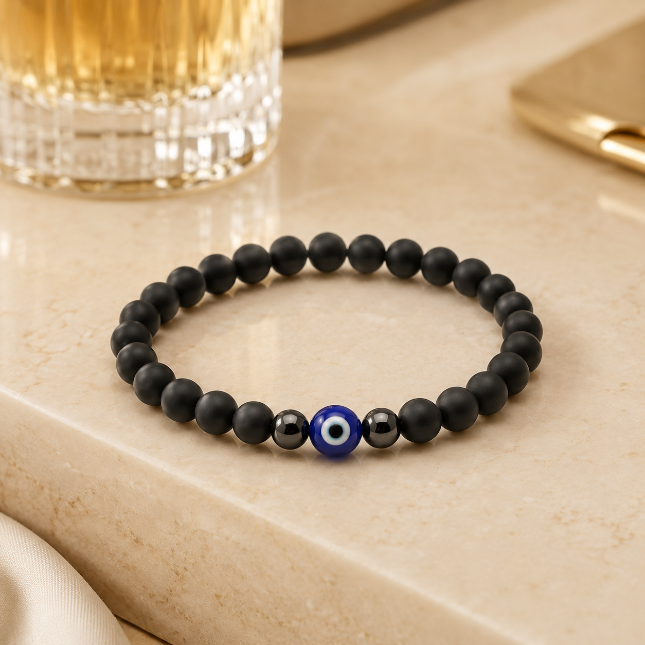 Men’s Bracelet |  Black Evil Eye Beaded Bracelet